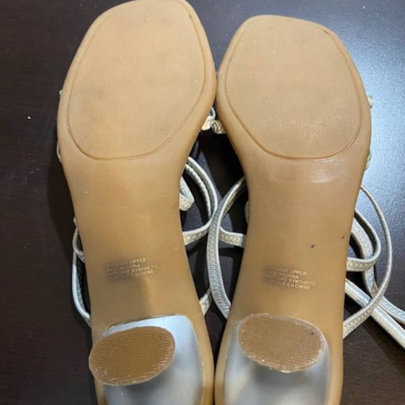 Silver Strapped Heels Ladies Size US 6 - Picture 7 of 10